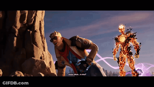 Man Next To Fire Being Guess What Is This GIF