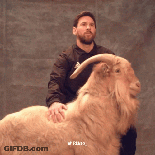 Man Next To Goat With Hashtag Rkh16 GIF