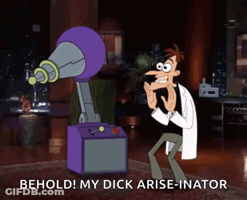 Man Next To Machine Saying Behold My Dick Arise-Inator GIF