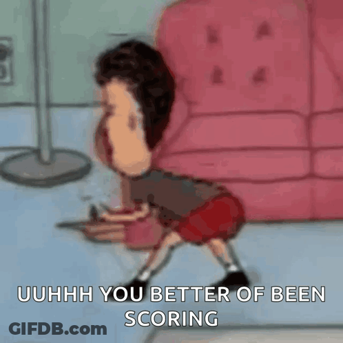 Man Next To Pink Couch Saying Uhhhh You Better Of Been Scoring GIF