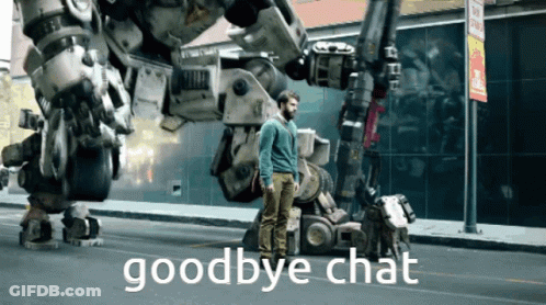 Man Next To Robot Saying Goodbye Chat GIF