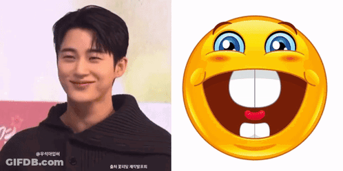 Man Next To Smiley Face GIF
