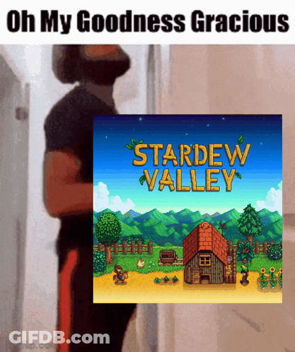 Man Next To Stardew Valley Game GIF