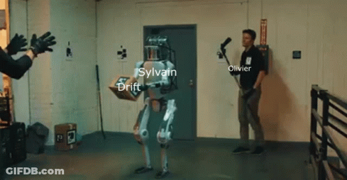 Man Next To Sylvain Drift Robot GIF