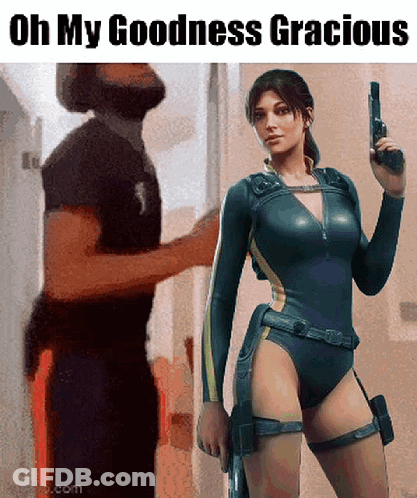 Man Next To Woman Holding Gun Saying Oh My Goodness Gracious GIF