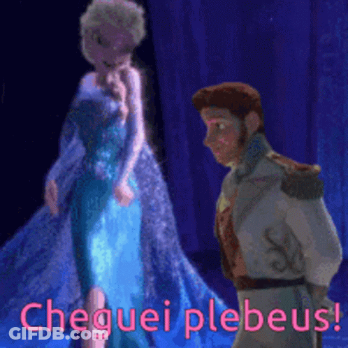 Man Next To Woman In Blue Dress Saying Cheguei Plebeu GIF