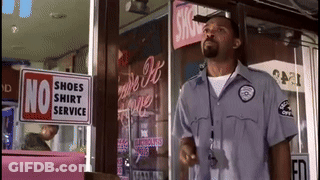 Man No Shoes No Shirt No Service Sign GIF