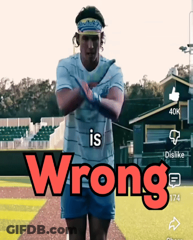 Man On Baseball Field Saying Wrong GIF