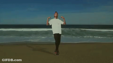 Man On Beach Arms Outstretched GIF