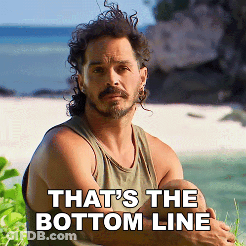 Man On Beach Saying Bottom Line GIF