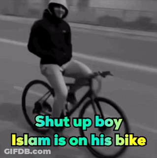 Man On Bicycle Feet Up Ready For Pickup GIF