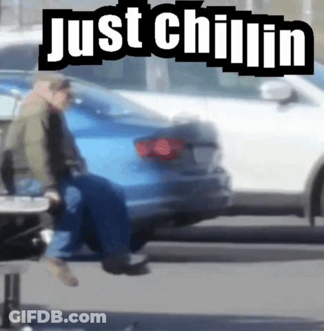 Man On Blue Car Just Chillin GIF