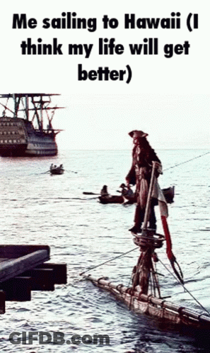 Man On Boat Sailing To Hawaii GIF