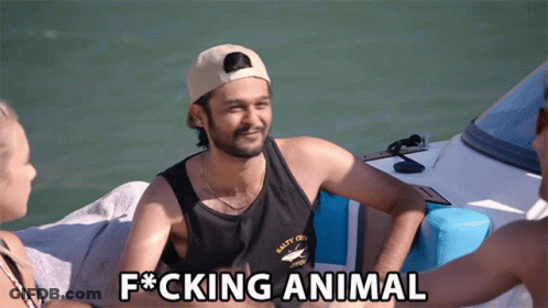 Man On Boat Saying F*cking Animal GIF