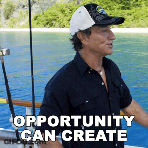 Man On Boat Saying Opportunity Can Create GIF