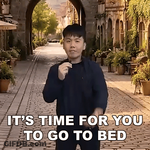 Man On Cobblestone Street Saying It's Time For You To Go To Bed GIF