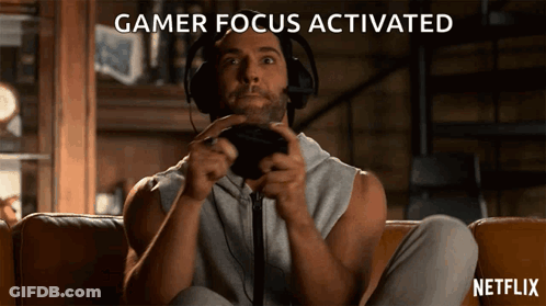 Man On Couch Playing Video Game Gamer Focus Activated GIF