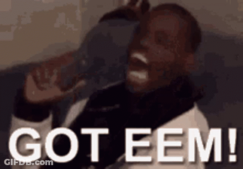 Man On Couch With Open Mouth Saying Got Eem GIF