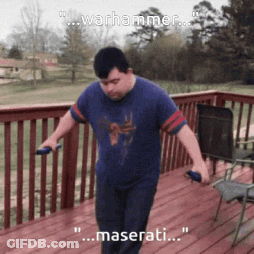 Man On Deck With Warhammer Maserati GIF