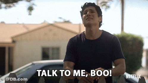 Man On Fence Saying Talk To Me Boo GIF