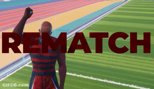 Man On Field With Rematch Behind Him GIF