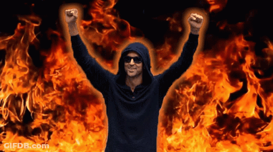 Man On Fire Celebrating Fiery Background GIF