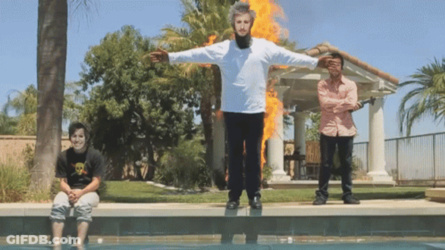 Man On Fire Falling On Pool GIF
