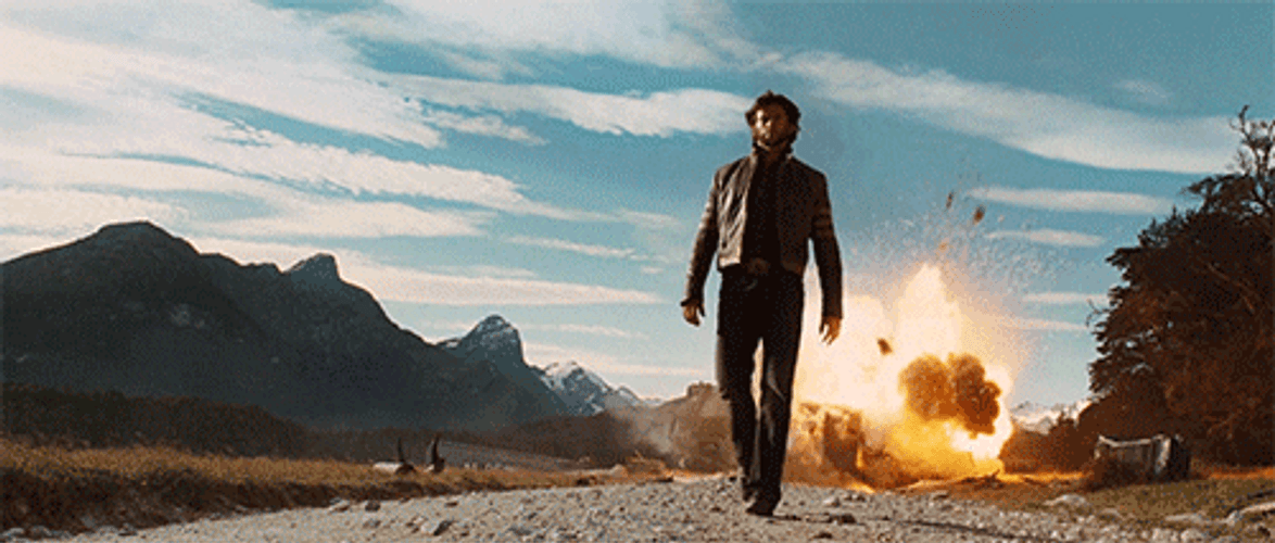 Man On Fire Wolverine Walking Out GIF