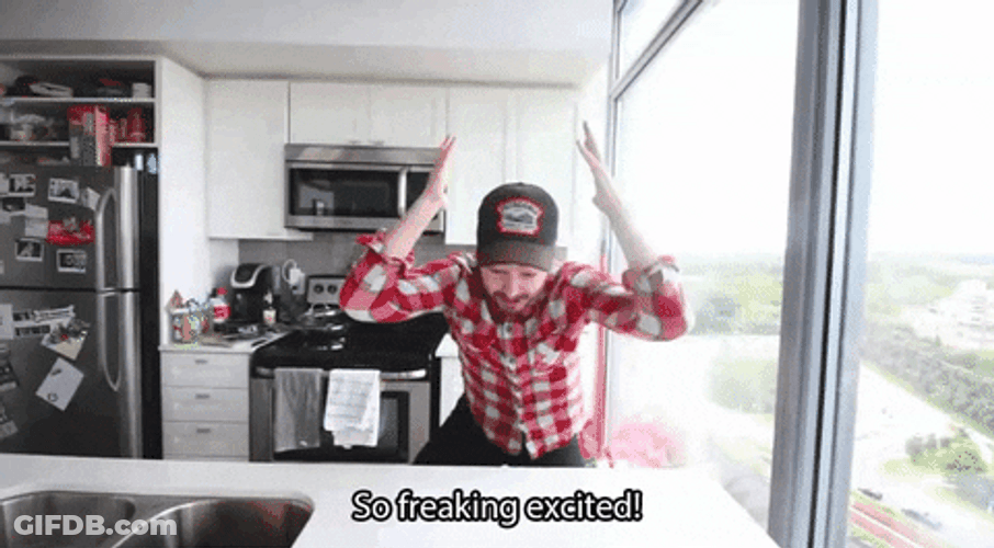 Man On Home Kitchen Got Excited Meme GIF