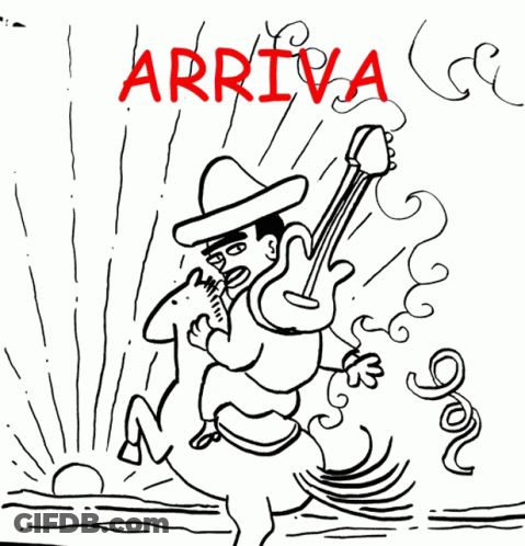 Man On Horse Black And White With Red Arriva GIF