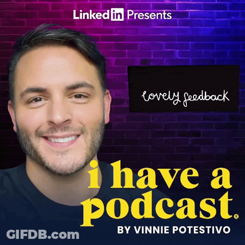 Man On Lovely Feedback Podcast Cover GIF