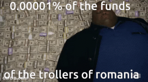 Man On Money Pile 0.00001% Of Trollers Romania GIF
