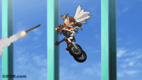 Man On Motorcycle With Rocket GIF