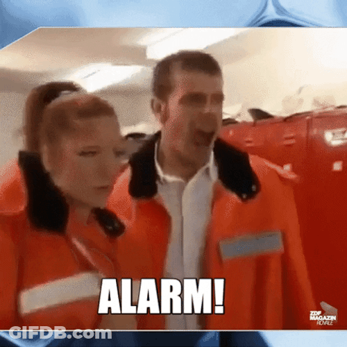 Man On Orange Vest Shouting Alarm GIF