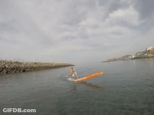 Man On Paddle Board In Water GIF