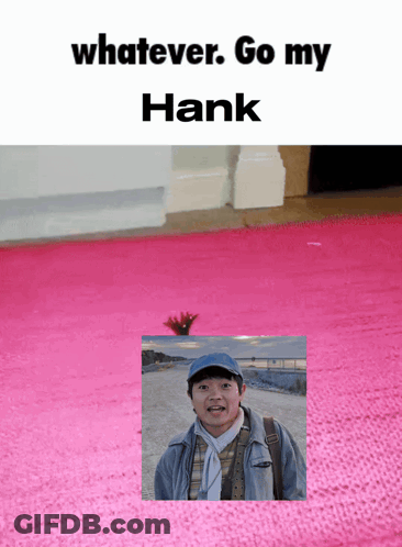 Man On Pink Rug Saying Whatever Go My Hank GIF