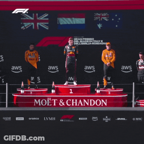 Man On Podium Saying Max Verstappen GIF