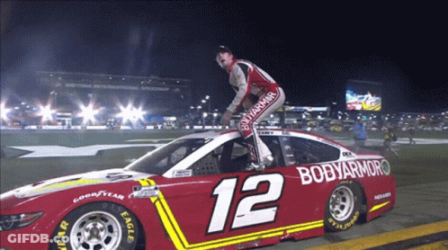 Man On Red Bodyarmor Race Car GIF