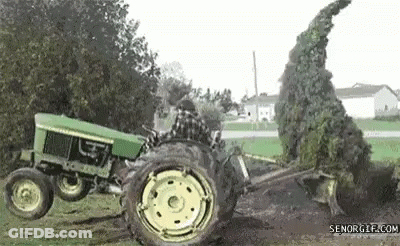 Man On Red Massey Ferguson Tractor GIF