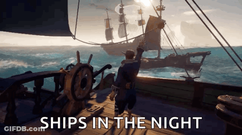 Man On Ship Saying Ships In The Night GIF