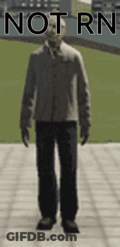 Man On Sidewalk Saying Not Rn GIF