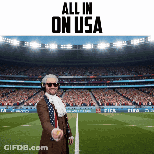 Man On Soccer Field All In On USA GIF