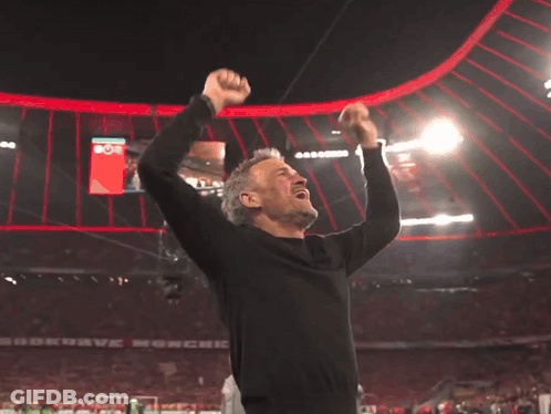 Man On Soccer Field Arms In Air 1974 Sign GIF