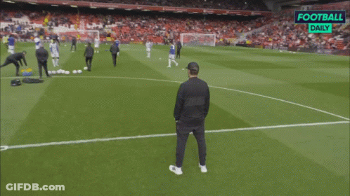 Man On Soccer Field Edge With Football Daily Banner GIF
