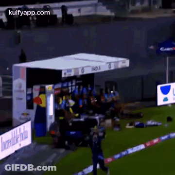Man On Soccer Field In Front Of India Sign GIF
