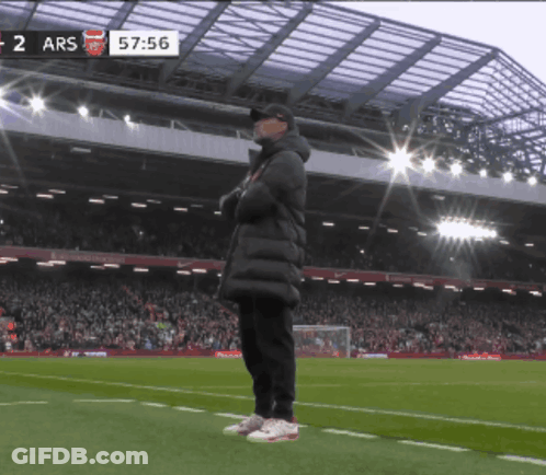 Man On Soccer Field In Front Of Scoreboard Saying 2 ARS GIF