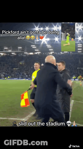 Man On Soccer Field Saying Pickford Ain't Gotta GIF