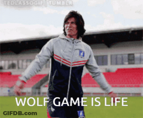 Man On Soccer Field Wolf Game Is Life GIF