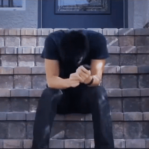Man On Stairs Anxiously Waiting GIF
