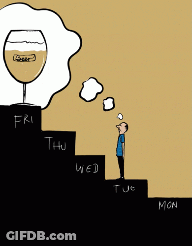 Man On Stairs With Beer Glass Above GIF